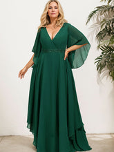 A-line V-Neck Floor-Length Chiffon Mother of the Bride Dress With Sequins Appliques Lace Beading